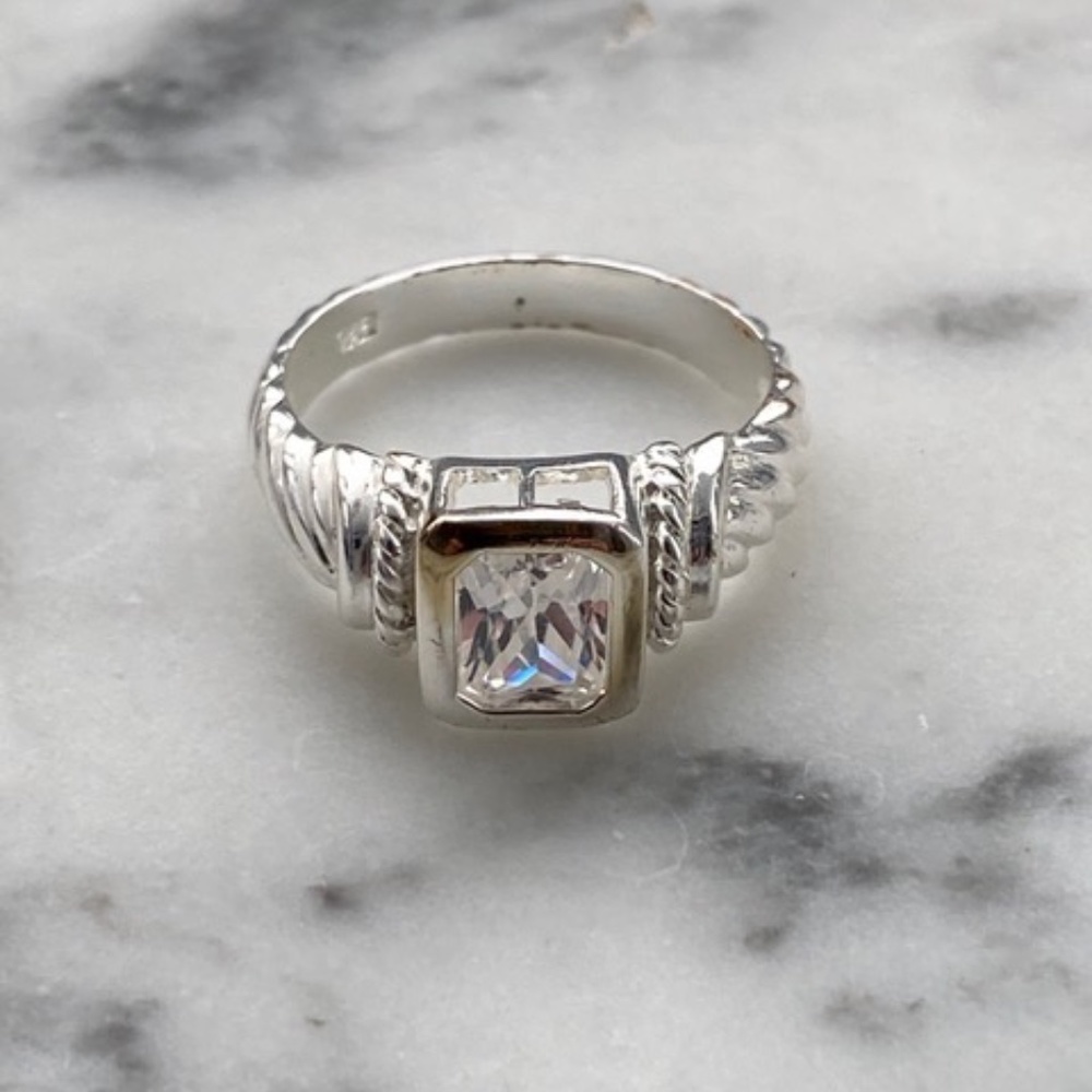 Sterling Silver Diamond Solitaire Ring